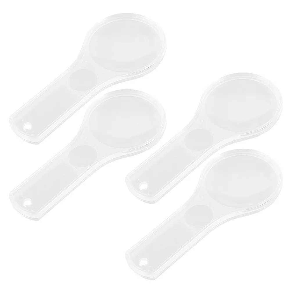 

4Pcs 52Mm Handheld Magnifier Dual Lens 3X High Transparency Acrylic Reading Magnifying Glass for Jewelry Science Observation