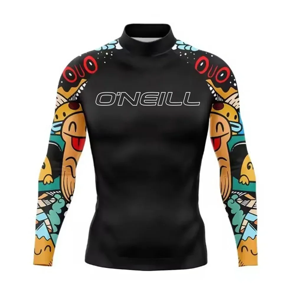 

New Summer Men's Rashguard Swimwear Long Sleeve Swim Surf T-shirt Beach UV Protection Surfing Diving Swimsuit Tights Clothes