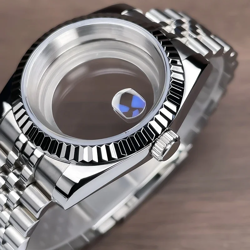 

36mm/39mm Fluted Bezel NH35 Case For SK DJ Replacemet Part Sapphire Glass Stainless Steel Fit Nh35 Nh36 Movement Watch Case NH35 correas apple watch correas apple watch