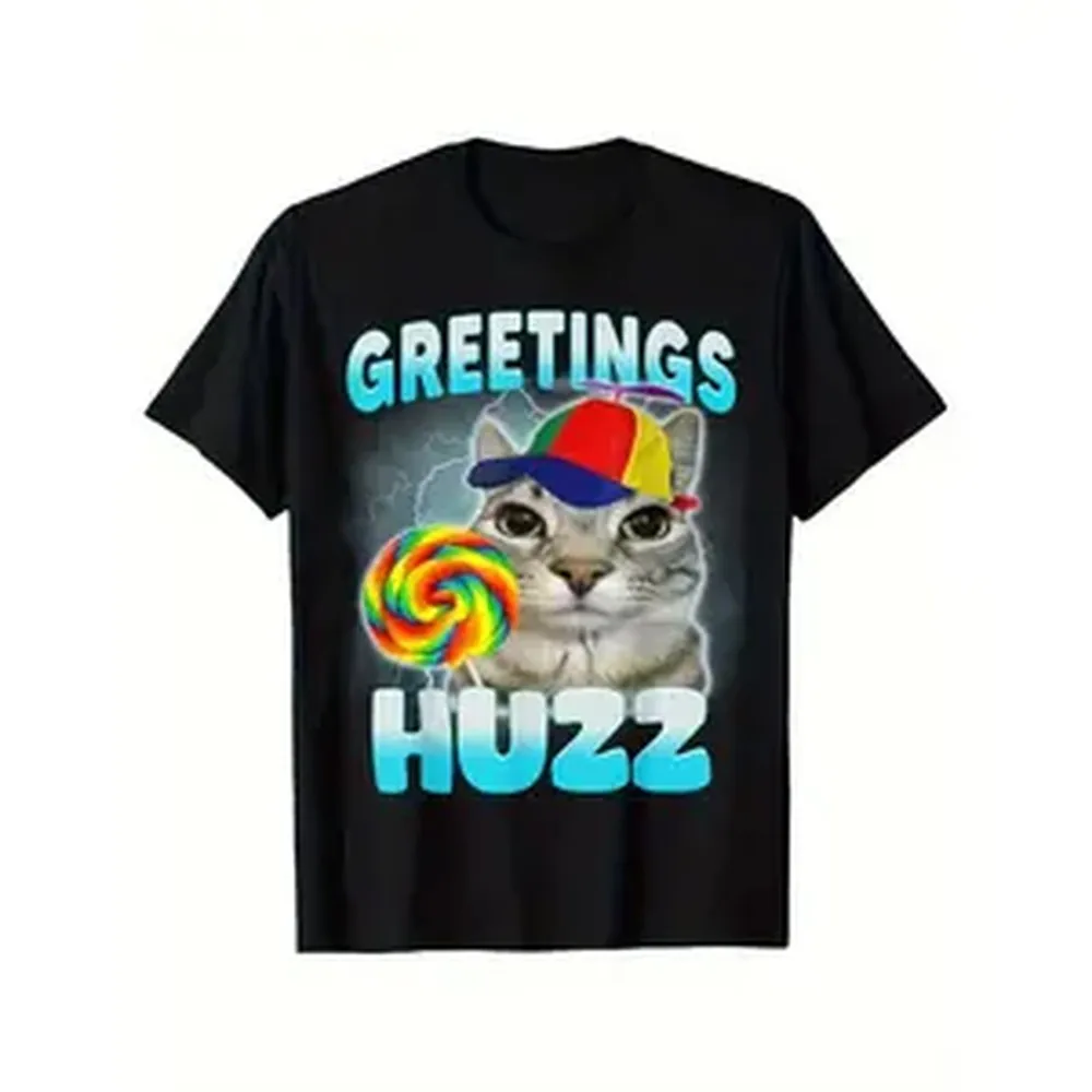 Men's Unisex Printed Short-Sleeve T-Shirt with Collars, Comfy Cotton Fabric, Playful 
