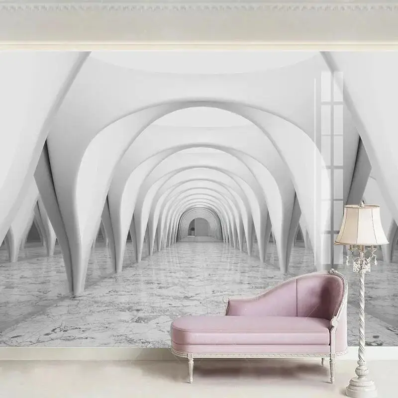 Custom Any Size 3D Mural Wallpaper European Abstract Roman Column Arch Church Architectural Corridor Papel De Parede Home Décor