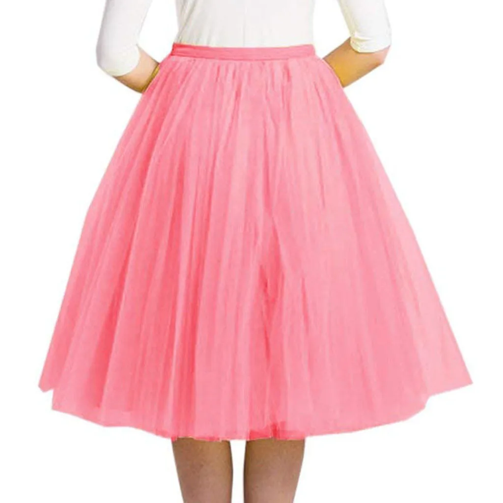 

Vintage Pleated Tulle Knee Length Skirt Women Adult Fancy Ballet Dancewear Party Costume Skirts Ball Gown Puffy Tutu Skirt