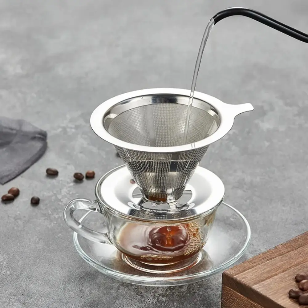 

800 Mesh Filter Stainless Steel Coffee Dripper Steel Filter Paper Free Reusable Coffee Filter with Handle Easy To Serve
