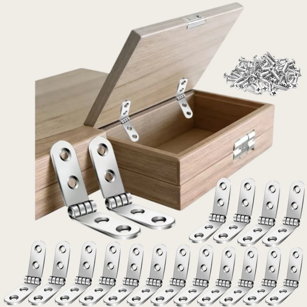 16-Piece Set of Cabinet Door Folding Hinges (with Screws), 180-Degree Foldable Hinge Brackets, Strong and Durable Load-Bearing Support, Suitable for Shoe Cabinets, Drawers, and Sewing Machine Cabinets    Suitable for Workbenches/Furniture/Garages/Kitchens, Universal Space-Saving, Easy to Install with Screws, Suitable for Multiple Households, Strong Load-Bearing, Stable and Durable.