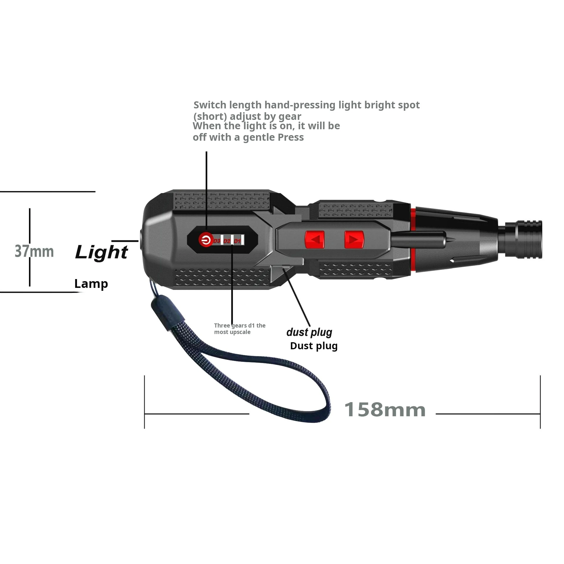 4.2V Electric Screwdriver with Three-Speed Adjustment and Lighting Lamp, Strong Straight Handle, 3.6V Electric Screwdriver