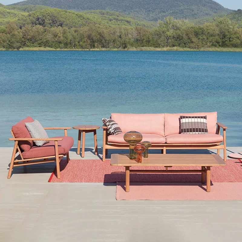 

Customized outdoor sofa courtyard balcony garden waterproof and sun-proof dining table solid wood sofa combination