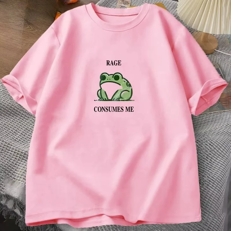 Men Women Rage Consumes Me Frog Vintage Graphic T‑Shirt Retro Nature Lover Silly Frog Short Sleeve Casual Streetwear Tops Tees