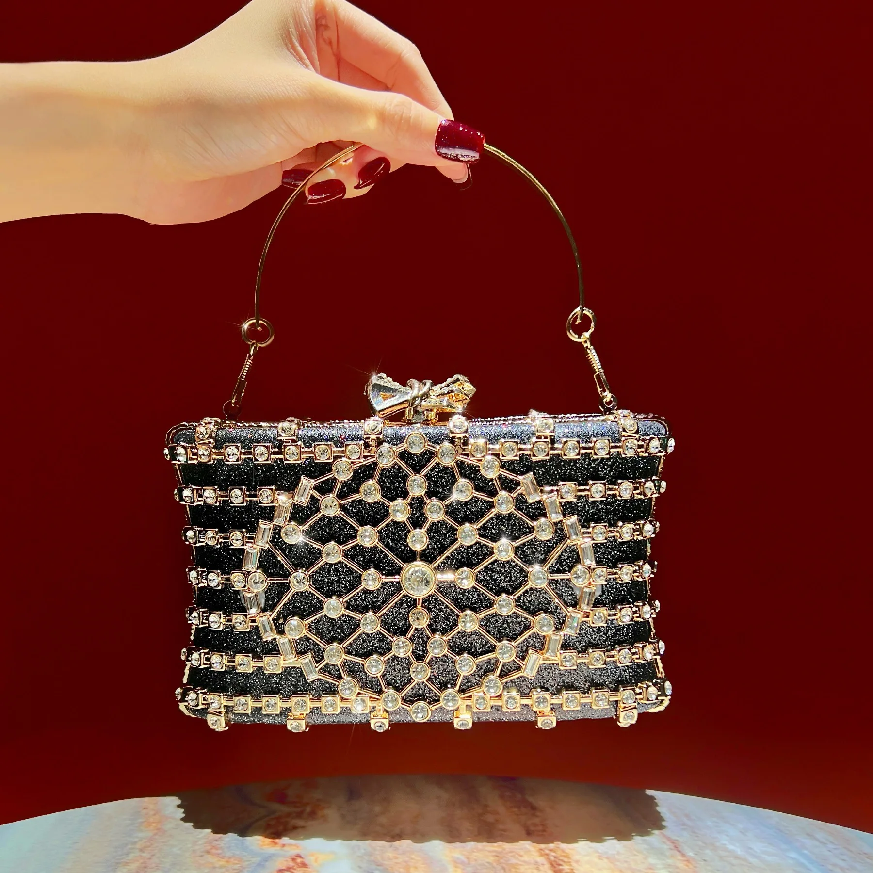 New heavy industry portable dinner dress bag fashion rhinestone clutch bag light luxury shoulder messenger women's bag