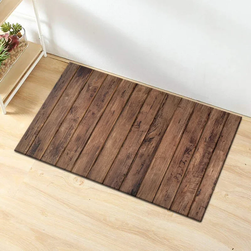 VIKAMA 1/2PCS Vintage Wooden Kitchen Floor Mat Comfort Non-Slip Interior Area Foot Mat Home Decor Laundry Balcony Carpet