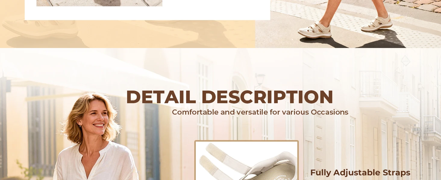 FitVille Damen Sommer-Sandalen, breite Strand-Sandalen, bequeme Diabetiker-Schuhe für Damen, Fußstütze, Slipper für geschwollene Füße – Detail 3