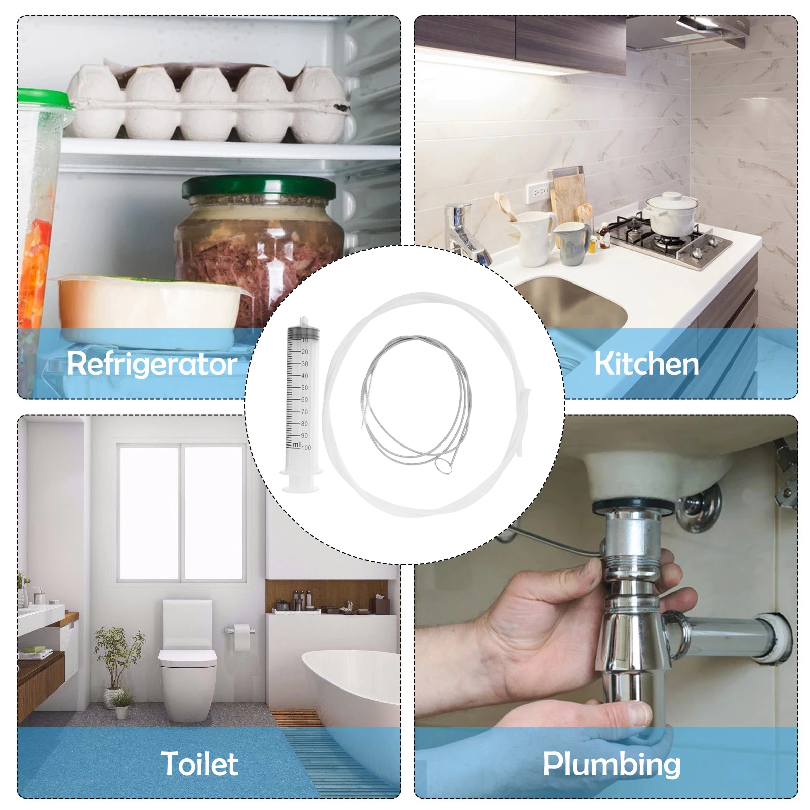 

1 Set Refrigerator Drain Hole Clog Remover Cleaning Tool Dredging Kit For Fridge Freezer Wine Cabinet Easy To Use Reusable Odor