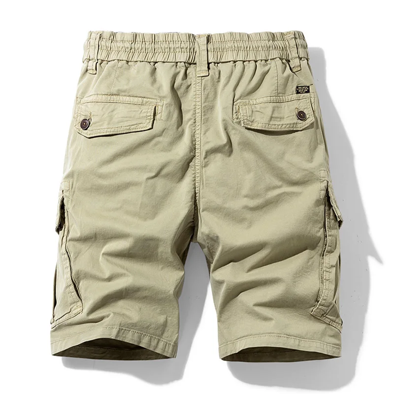 Men Summer New Cotton Cargo Shorts Men's Fashion Casual Multi Pockets Shorts Pants Elastic Waist Breathable Joggers Shorts Male - Image 5
