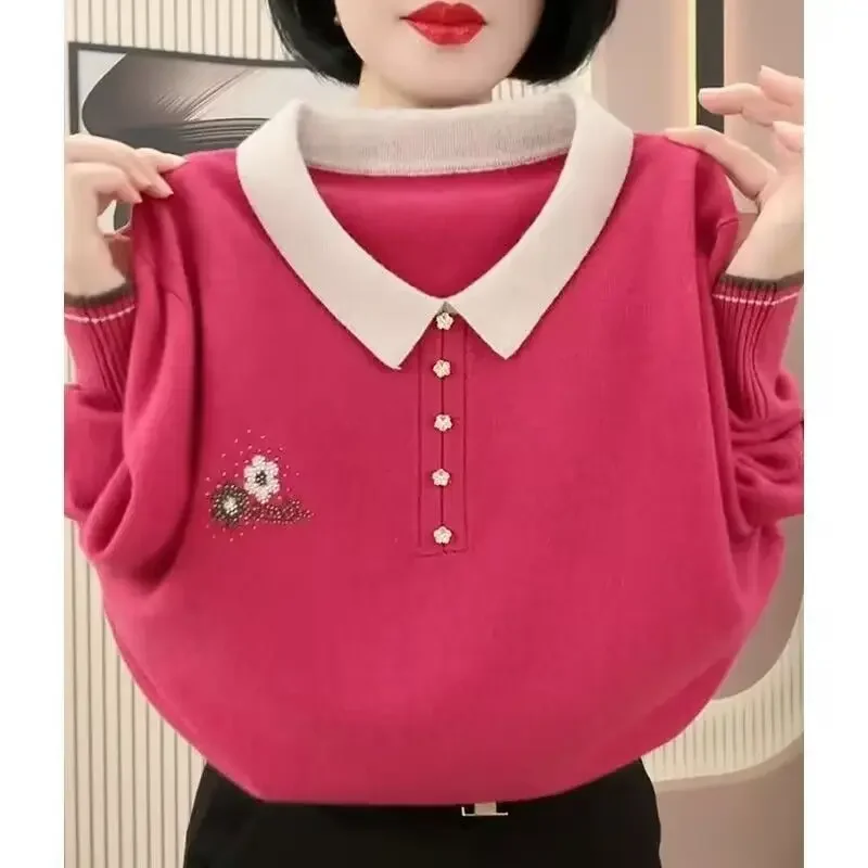 

Pullover Knit Sweater Spring Autumn Winter Fashionable and Versatile Simple Casual Lapel