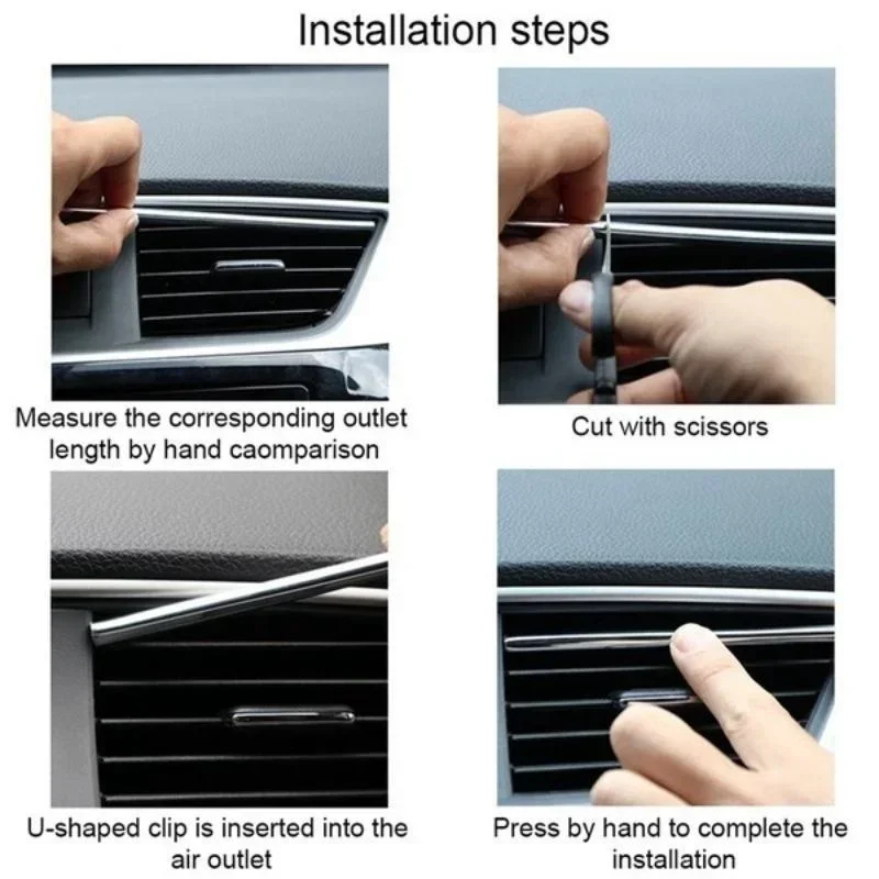 10Pcs Car Air Conditioner Decoration Strip for Vent Outlet, Universal Waterproof Bendable Air Vent Outlet Trim Decoration