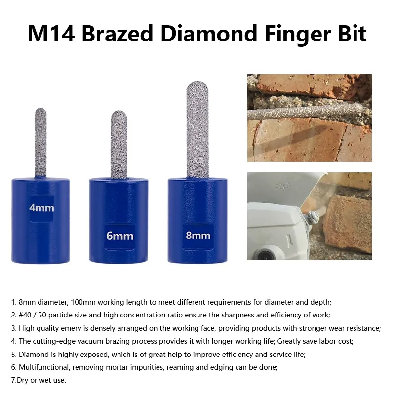 XCAN M14 Diamond Milling Bit 4/6/8mm Milling Tile Cutter Marble Concrete Hole Saw Masonry Drilling Crowns Construction Tools