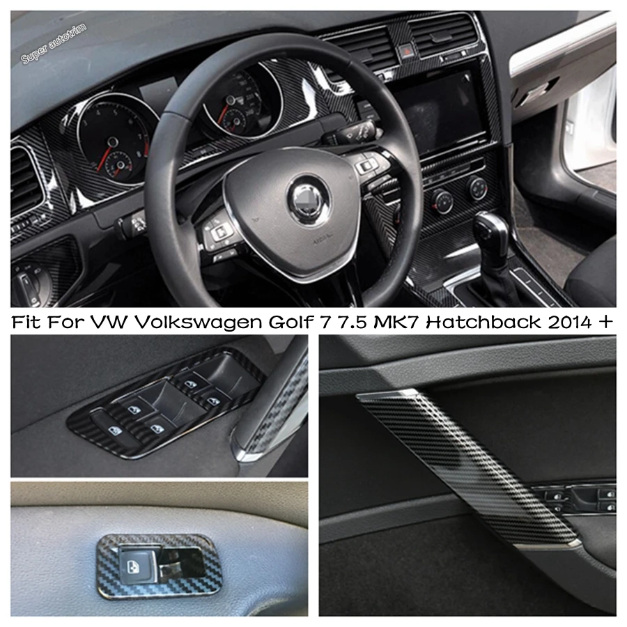 

Carbon Fiber Interior Parts For VW Volkswagen Golf 7 7.5 MK7 Hatchback 2014 - 2019 Window Glass Lift Button Panel AC Cover Trim