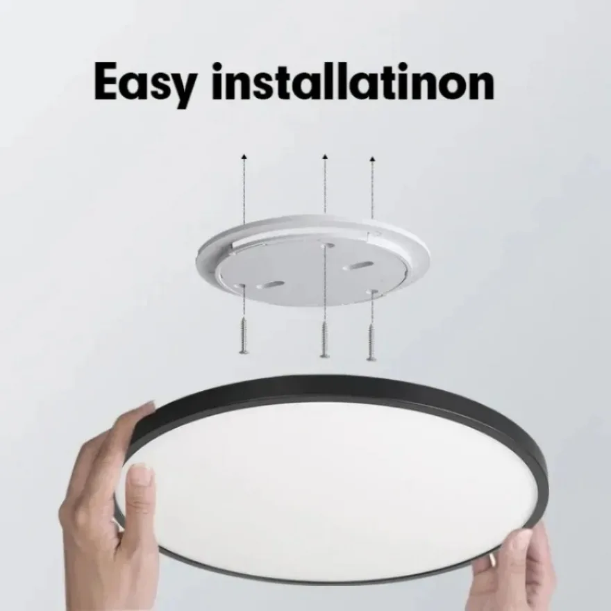 Plafonnier LED Intelligent Ultra-Mince de 0.9 Pouces avec Télécommande, Luminaire à Intensité Réglable, Idéal pour un Salon ou une Chambre à Coucher