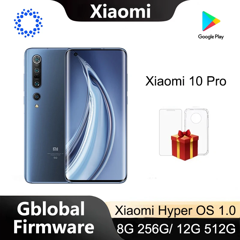 Global Firmware Xiaomi 10 Pro /Xiaomi 10 hyperOS 1.0 System Smartphone Blue Snapdragon 865 Original Used Phone No Charger