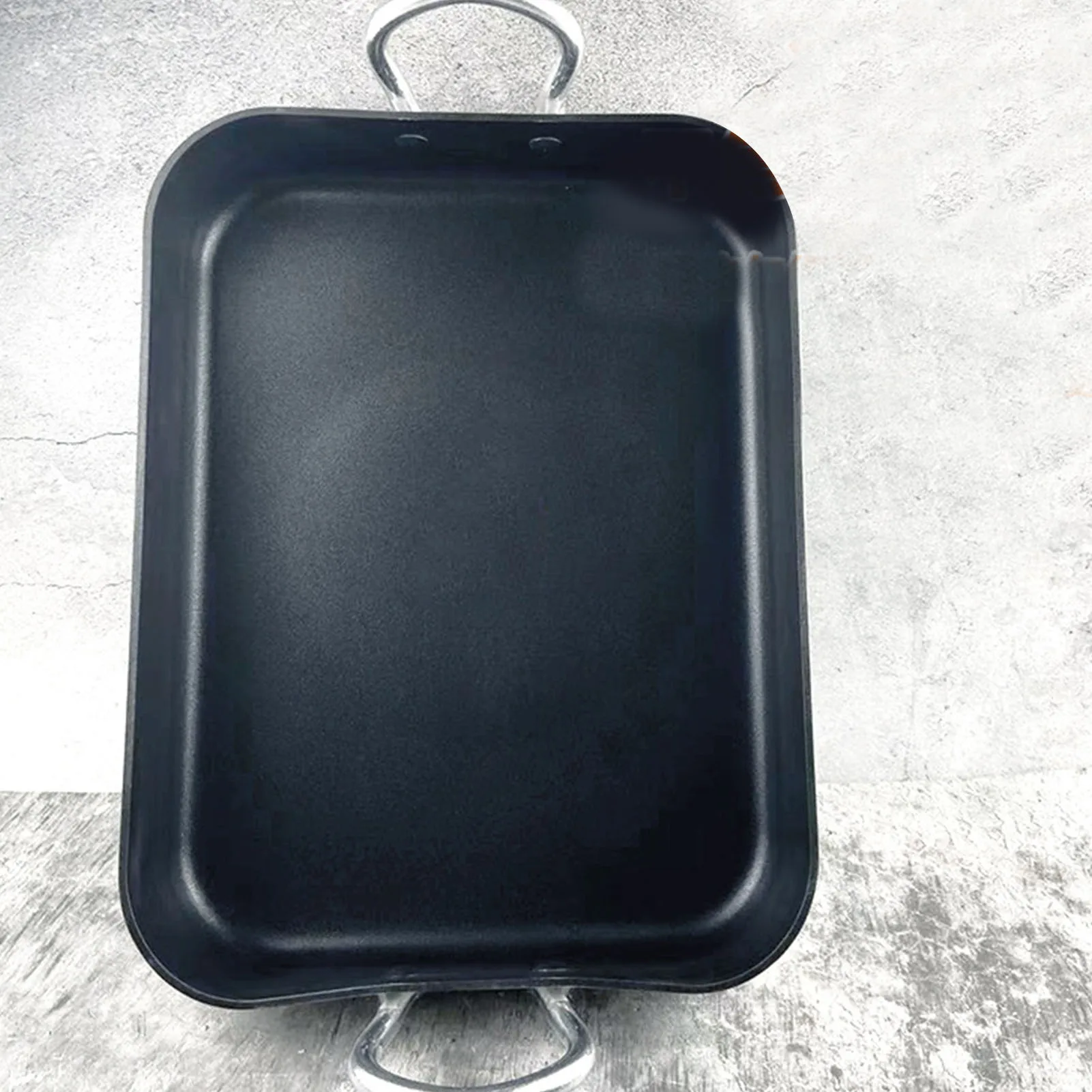 Rectangular Non-Stick Frying Pan, Rectangle Frying Pan Nonstick Aluminum Alloy Flat Single Bottom Fry Pan with Handles for Home