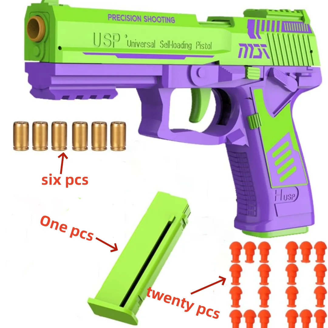 Shell Ejecting Toy Gun Automatic Pull Back Action Shooting Games Education Model Toy for Kids Gifts