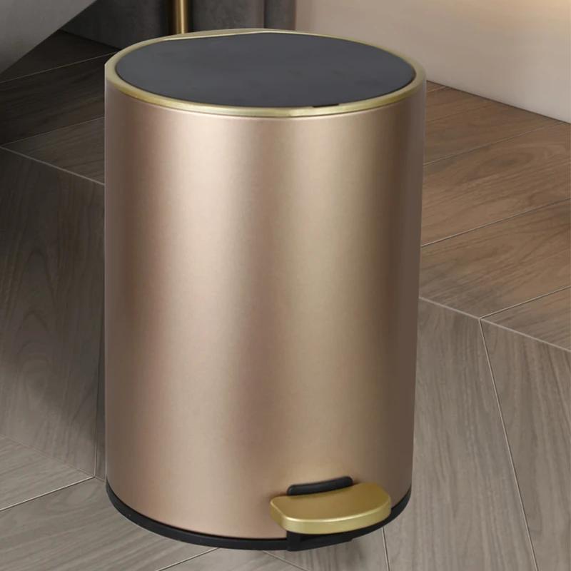 Large Stainless Steel Trash Can Living Room with Lid Foot Pedal Luxury Office Bedroom Kitchen Bathroom Lixeira Cubo De Basura