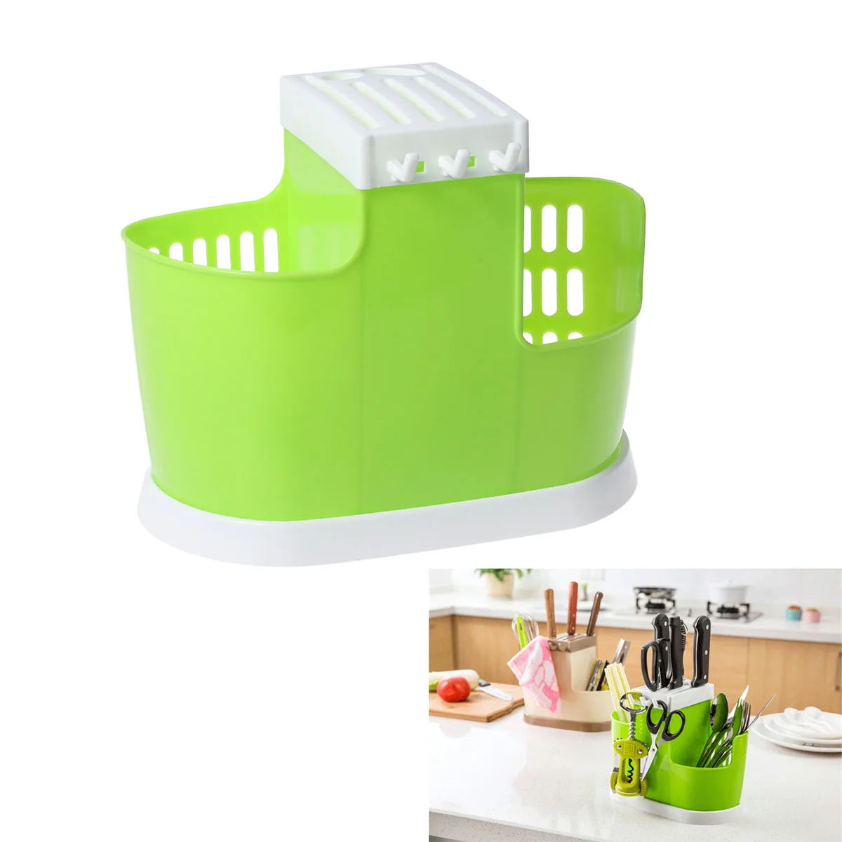 

Plastic Chopstick Bucket Utensil Organizer Holder Countertop Storage Drain Holes Lightweight Easy Clean Sleek