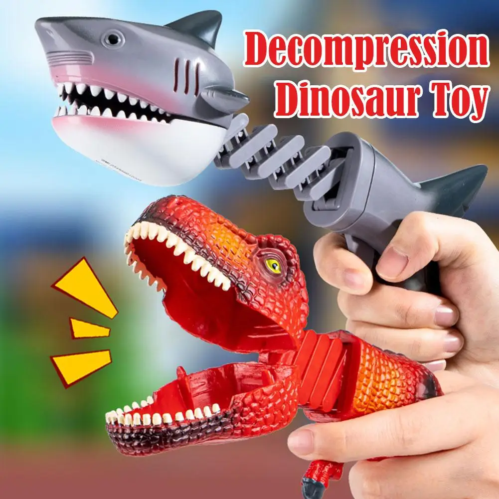 

Novelty Dinosaur Shark Grabber Dino T-Rex Retractable Spring Manipulator Prank Toy Clip Mouth Gripper Play Grab Game Gifts