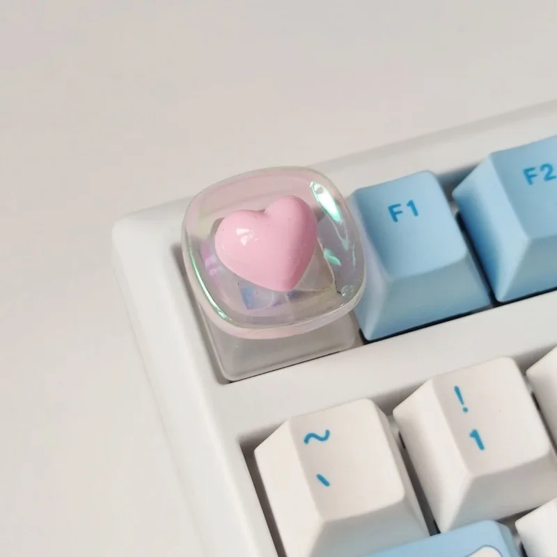 Y2K Heart Keycaps Cherry Profile R4 Height Key Caps Cross Axis Mechanical Keyboard Replacement Button Gaming Accessories