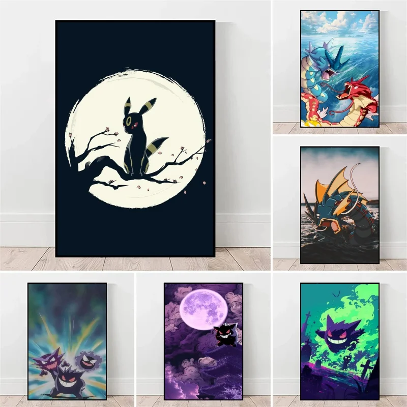 

Anime Pokemon Peripherals Gengar Mewtwo HD Posters Wall Living Room Corridor Decor Canvas Painting Art Style Picture Kids Gifts