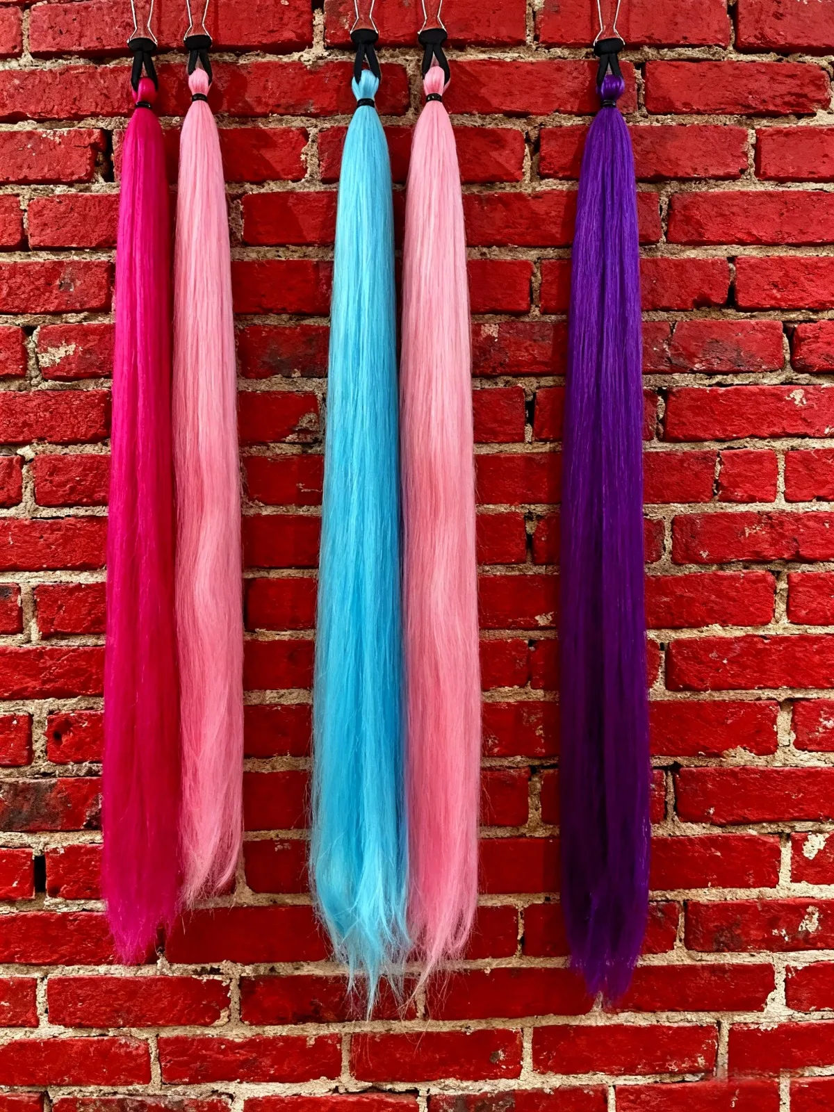 2026 vendas quentes rabo de cavalo reto sintético roxo diy trançado rabo de cavalo com faixa de borracha festival acessórios de cabelo para mulher