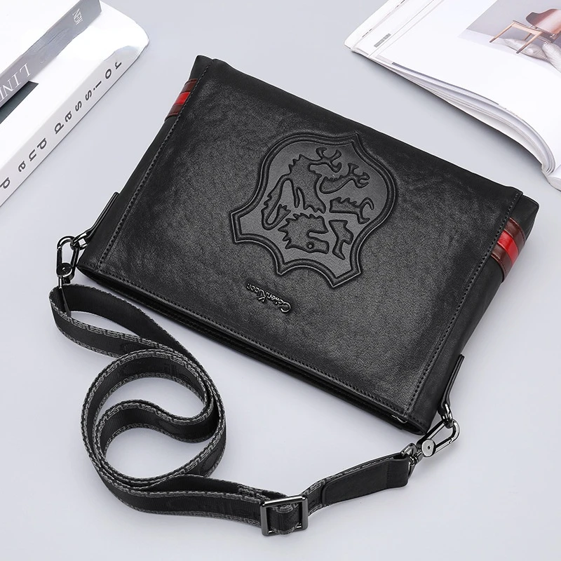 Men's Genuine Leathe Shoulder Bag Fashion Men Crossbody Chest Bags for husband Personalized pattern gentleman designer bag