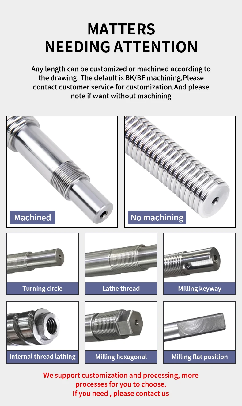 Hochpräzise Kugelumlaufspindel DFU3210 SFS3220 SFY3232 SFE3232 SFU3210 Länge 100-1150 mm mit Kugelmutter CNC-Getriebeteile – Detail 2