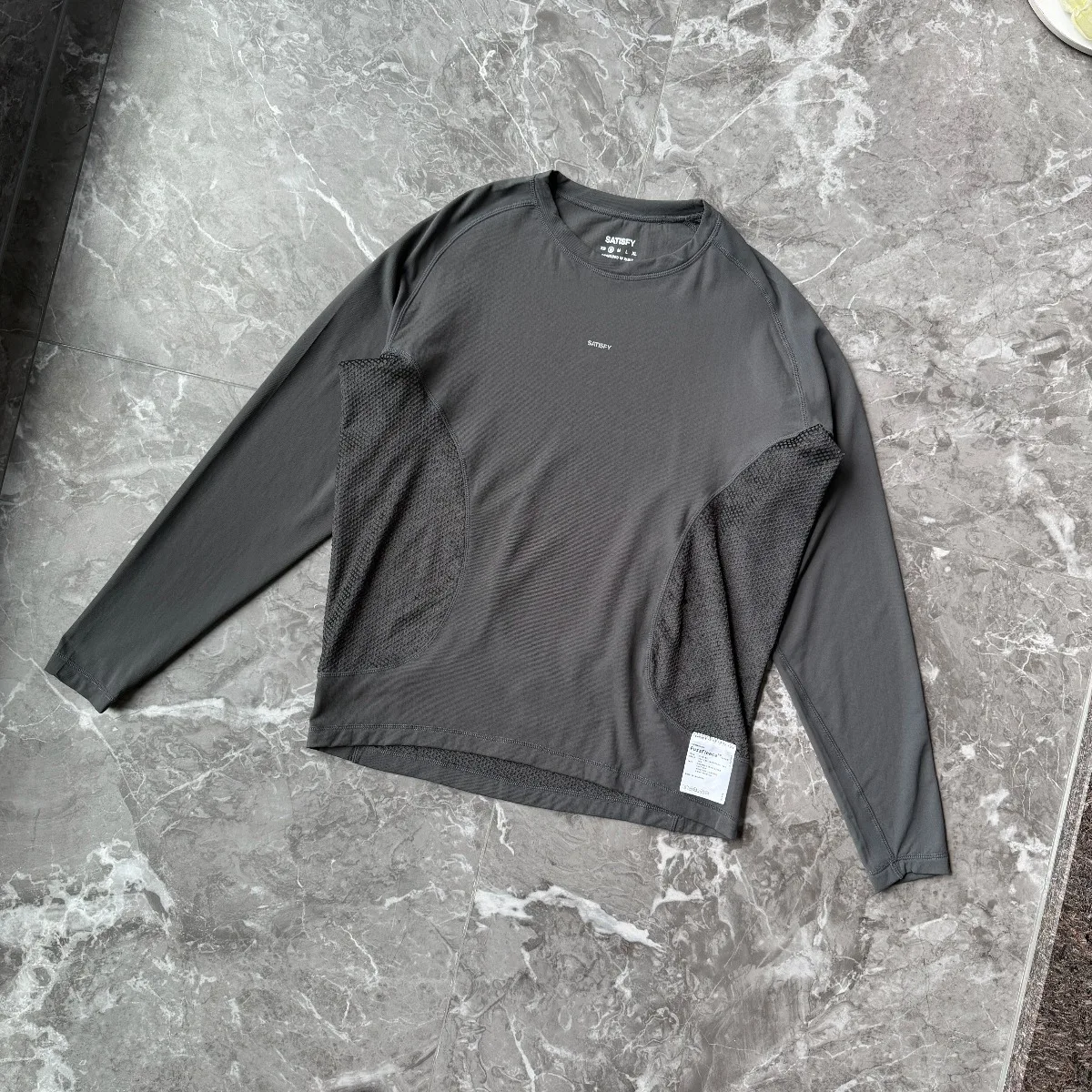 Satisfy Running Crew Neck Long Sleeve T-shirt Honeycomb Functional Quick Dry Breathable Top for Running Workout
