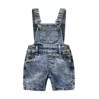 2-11Y Kids Overalls Summer Baby Boys Girls Denim Jumpsuits Nickel Pants Solid Casual Thin Children Outfits Clothes Hw35