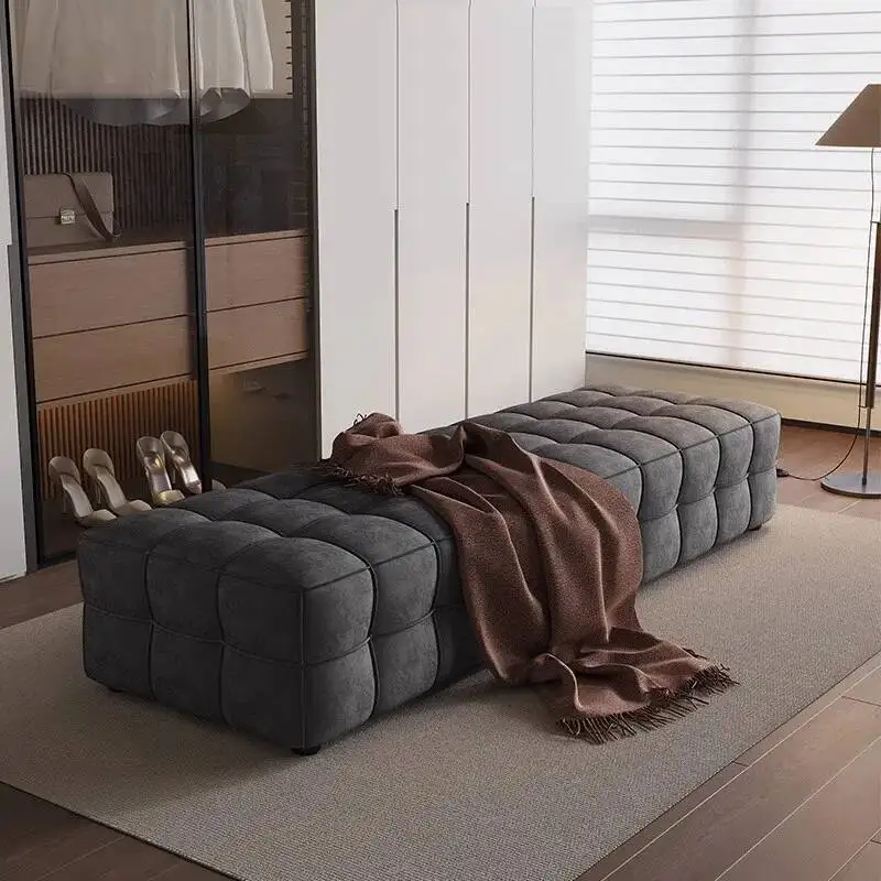 Area Seat Room Bench for Leather Tufted New Cube Ottoman Living Accent Bedroom Dressing Modern Luxury Home Decor Furniture