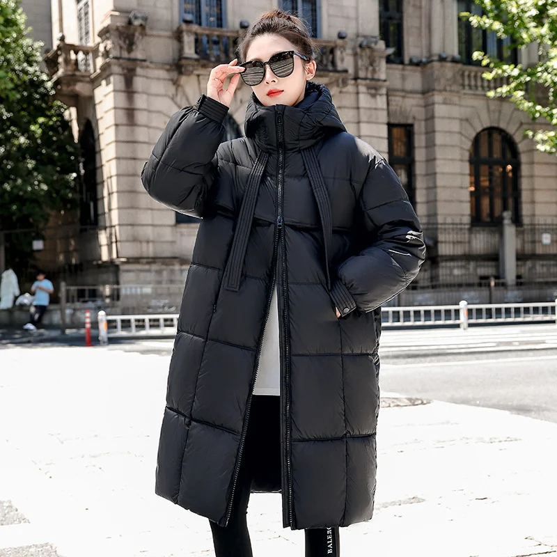 Winter Coat 2024 New Women Thick Warm Down Cotton Jacket Korean Loose Hooded Coats Female Parkas Casual Long Overcoa Outerwear