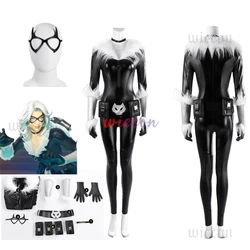 Adult Game Black Cat Cosplay Costumes Sexy Black Leather Catsuit Jumpsuit With Gloves Cosplay Halloween Cat Lady Fancy Dress