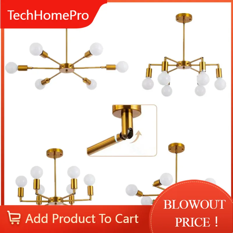 TechHPCeiling Living Room Chandelier 2023 Golden Modern Dining Room Simple Bedroom Luxurious