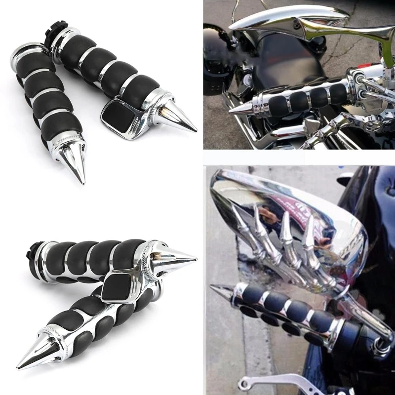 2Pcs 1Inch Motorcycle Handlebars Motorbike Hand Grips with Flat Auxiliary (left and right)