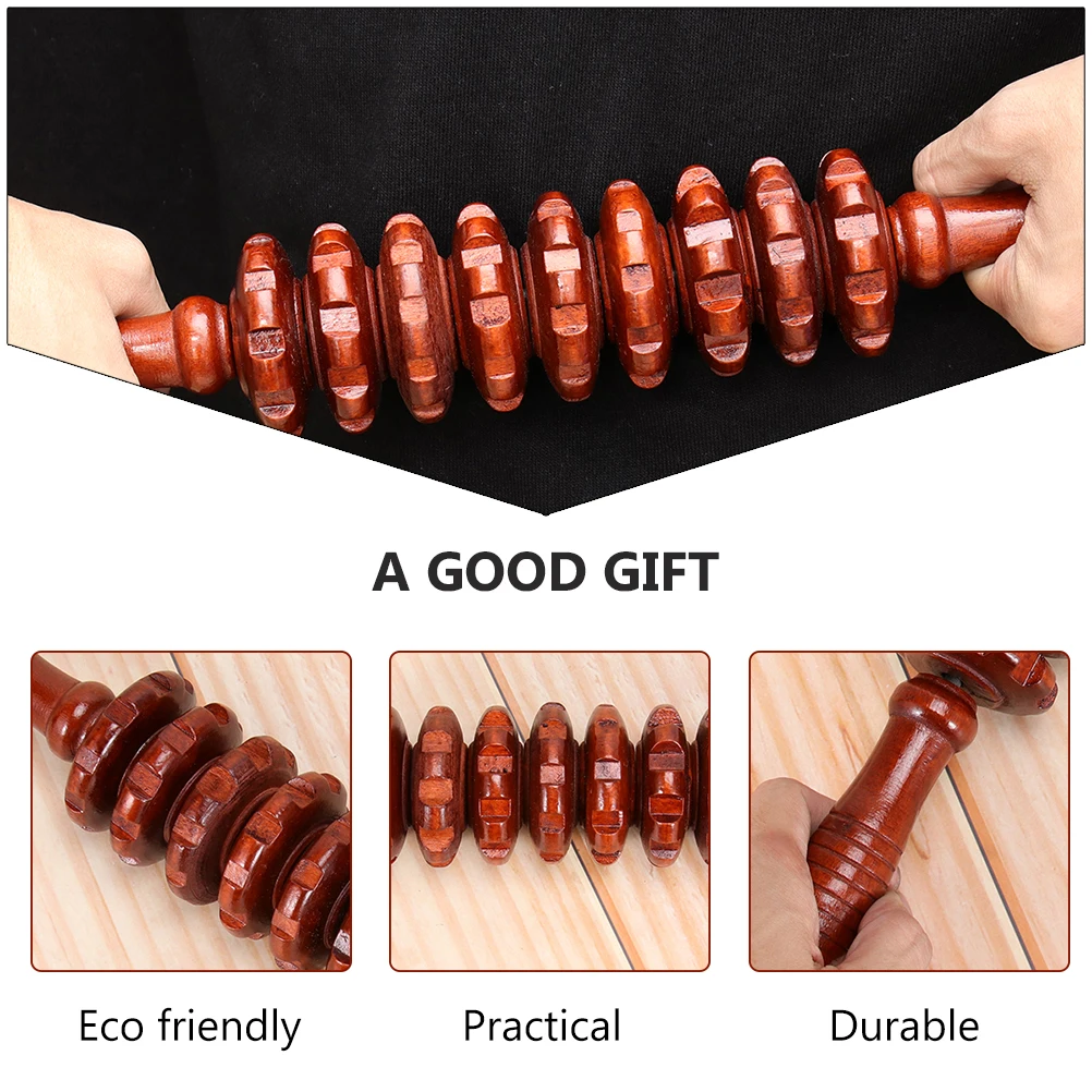 

2 Pcs Massager Body Stick Extendable Back Roller for Pain Full-body Wooden
