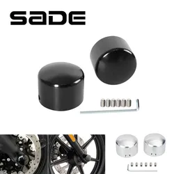 Motorcycle Adjustable Front Axle Nut Bolt Cover Cap for Harley Sportster 883 1200 Dyna VRSCA V Rod 02-06 CVO Softail Black Parts