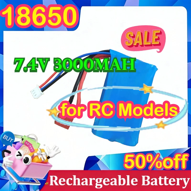 

2pcs 18650 7.4V 3000mAh XH-3P+T Plug Rechargeable Battery Pack for RC Models