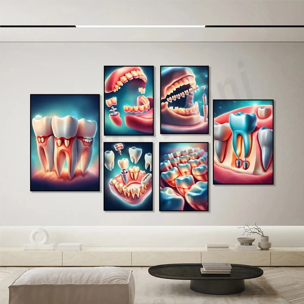 Artistic Realism Dental Picture, Dental Canvas Painting, Dental Film, Dental Clinic Waiting Room Decoration, Dentist Poster