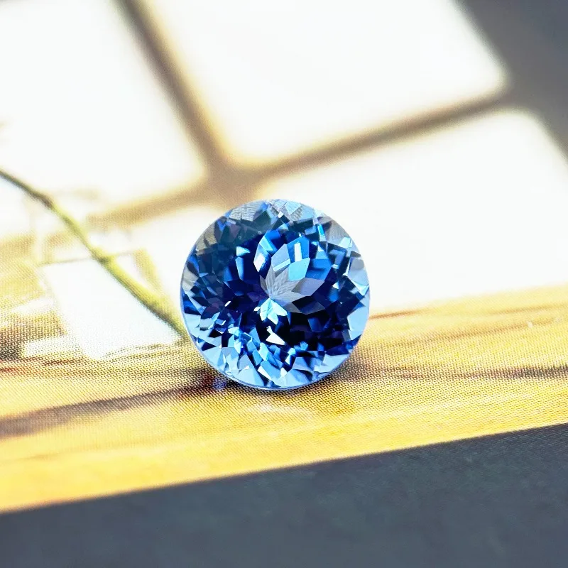 Top Quality Lab Grown Sapphire Round Shape Cornflower Color Charm Beads for Diy Jewelry Making Ring Selectable Certificate