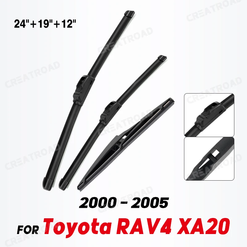 Wiper Front & Rear Wiper Blades Set For Toyota RAV4 XA20 2000 - 2005 Windshield Windscreen Window Brushes 24\