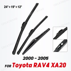 Wiper Front & Rear Wiper Blades Set For Toyota RAV4 XA20 2000 - 2005 Windshield Windscreen Window Brushes 24