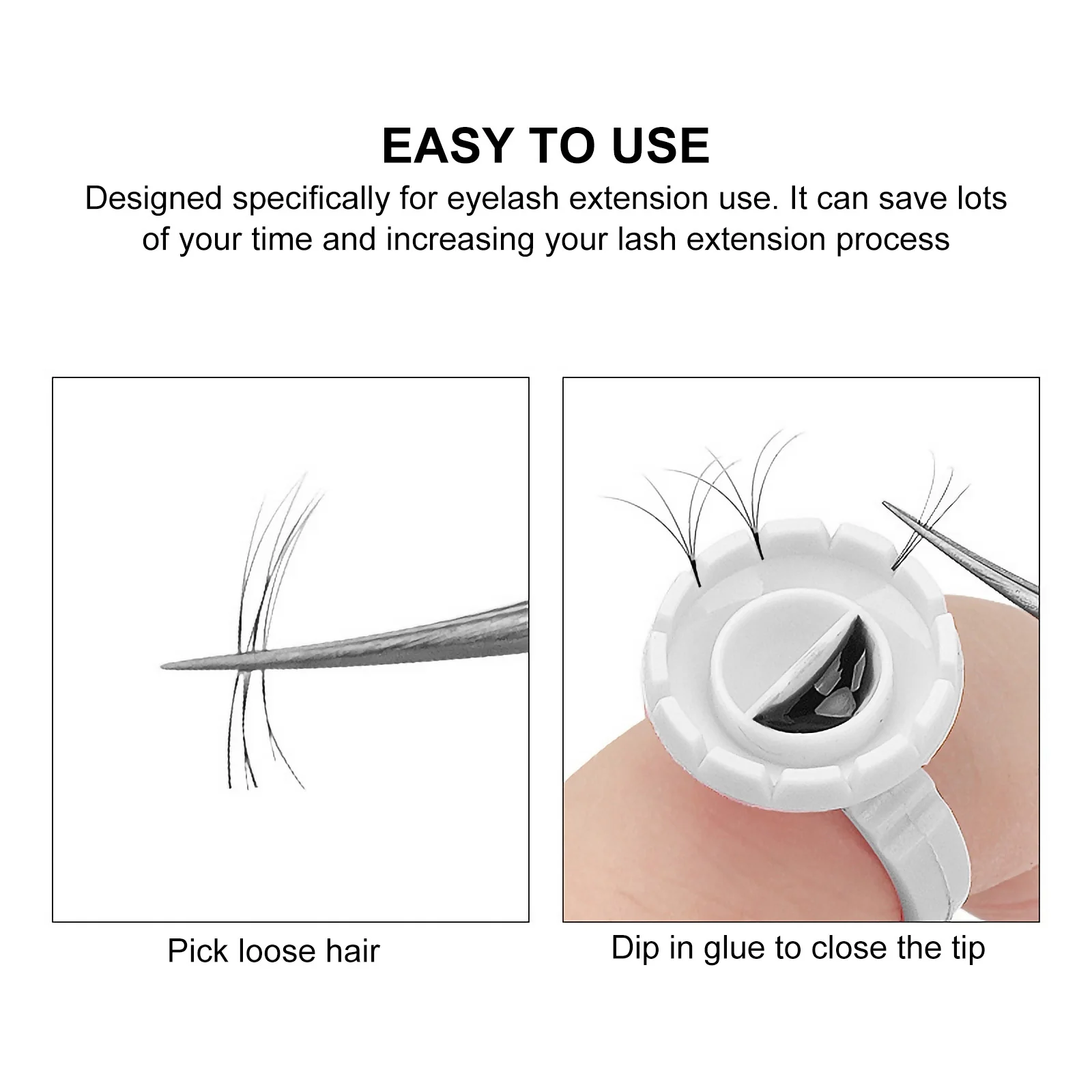 100 قطعة حلقة صبغ الرموش حامل أكواب غراء بلاستيكي أبيض لتمديد الرموش استخدم حجم صغير سهل الحمل وقابل لإعادة الاستخدام #1