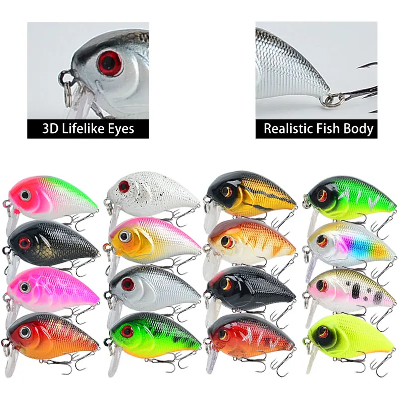 21pcs Fishing Lure Set 7.4g Minnow & Crankbit Wbblers Durable ABS 3D Eyes Realistic Fish Design with Sharp Hooks