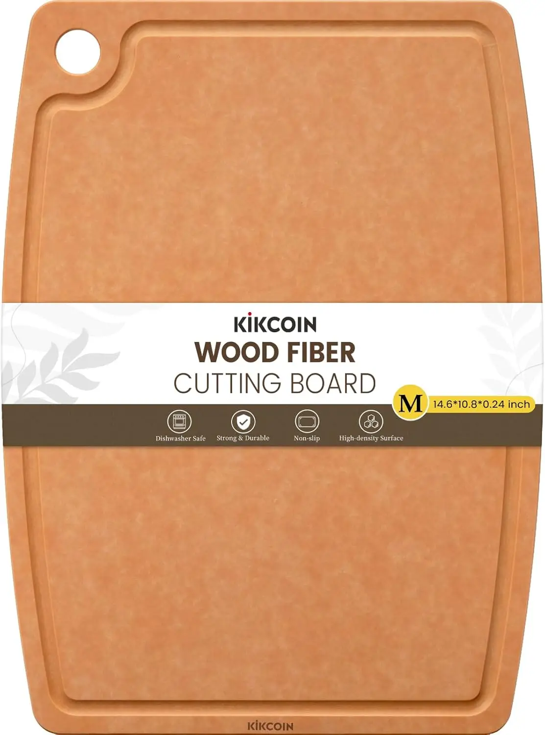 Wood Cutting Board for Kitchen with Juice Groove, Dishwasher Safe Non-Slip Chopping Board, 14.6x10.8 Inch Wood Fiber Composite