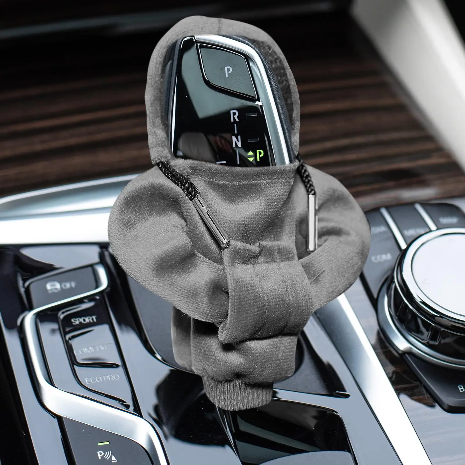 Car Shifter Knob Cover Funny Hoodie Sweatshirt Easy to Install Interior Accessories Cool Anti Slip Gray Shifter Protector